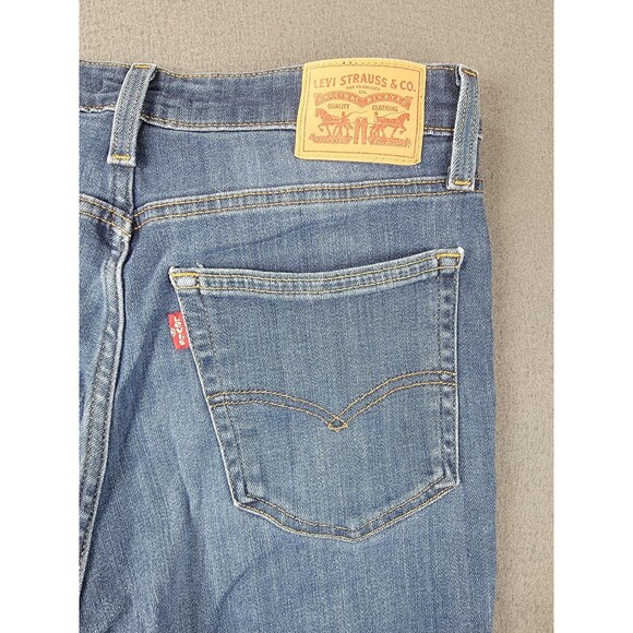 Levi's 726 Flare Jeans Womens 29x32 Blue Denim High Rise Medium Wash Distressed - Picture 12 of 15